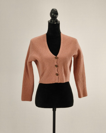 Pulovere și cardigane - Cardigan Trussardi Jeans roz prăfuit 95% lână 5% cașmir XXS