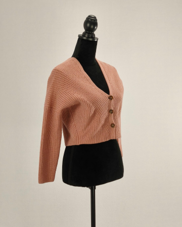 Cardigan Trussardi Jeans roz prăfuit 95% lână 5% cașmir XXS [3]