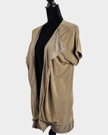 Cardigan lung Weekend Max Mara cu revere fluide și inserții satinate [1]