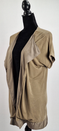 Cardigan lung Weekend Max Mara cu revere fluide și inserții satinate [1]