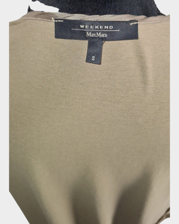 Cardigan lung Weekend Max Mara cu revere fluide și inserții satinate [4]