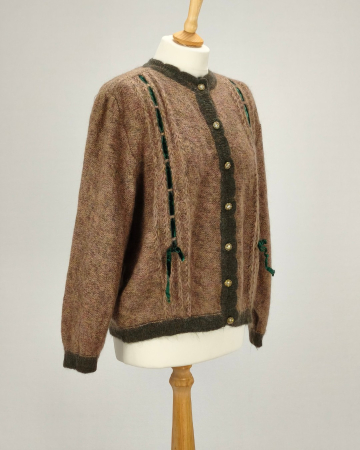 Cardigan Sabri & Lory maro din blend de mohair cu catifea verde [3]