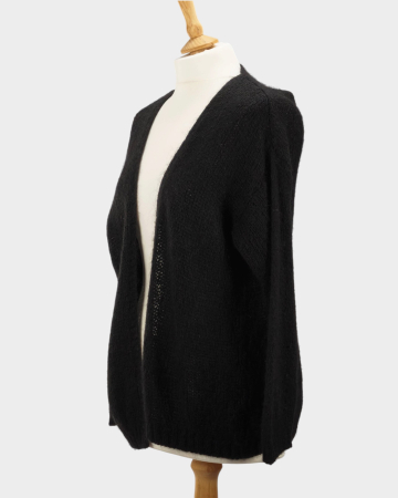 Cardigan negru blend mohair și lână croială lejeră L–XL [1]