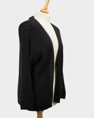 Cardigan negru blend mohair și lână croială lejeră L–XL [3]