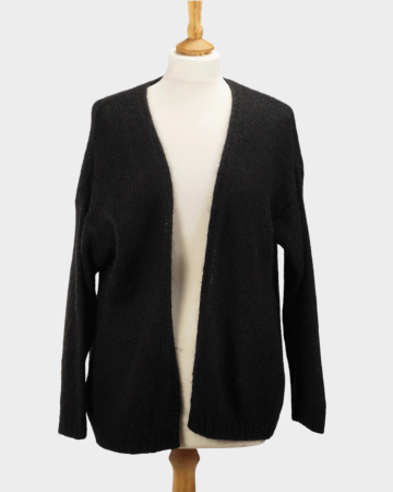 Femei - Cardigan negru blend mohair și lână croială lejeră L–XL