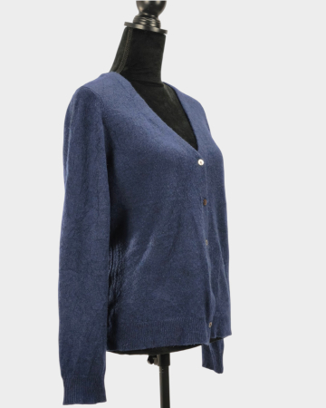 Cardigan Cashmere albastru 100% cașmir cu nasturi din sidef M-L [2]