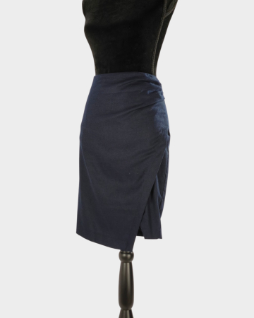 Fustă Armani Jeans bleumarin din blend de lână cu drapaj lateral [1]