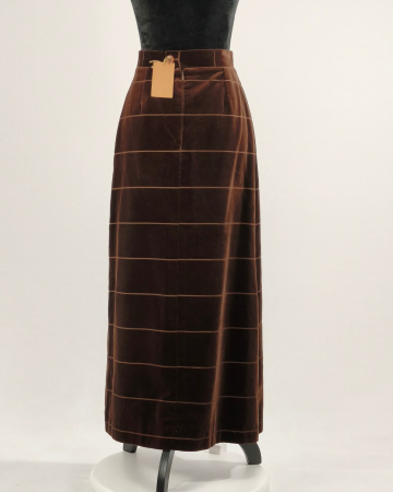Fustă maxi vintage Niedieck Brillant Samt catifea 100% bumbac maro [1]