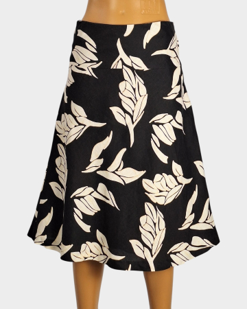 Fuste - Fustă H&M 100% in cu imprimeu vegetal alb-negru