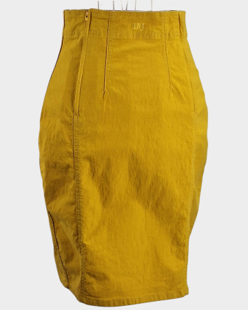 Fuste - Fustă midi vintage Laura Biagiotti Jeans galben muștar Made in Italy