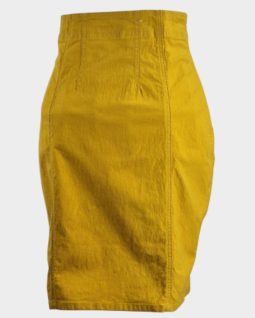 Fustă midi vintage Laura Biagiotti Jeans galben muștar Made in Italy [1]