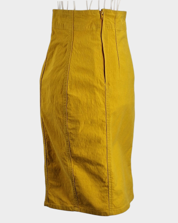 Fustă midi vintage Laura Biagiotti Jeans galben muștar Made in Italy [3]