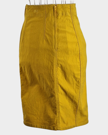 Fustă midi vintage Laura Biagiotti Jeans galben muștar Made in Italy [2]
