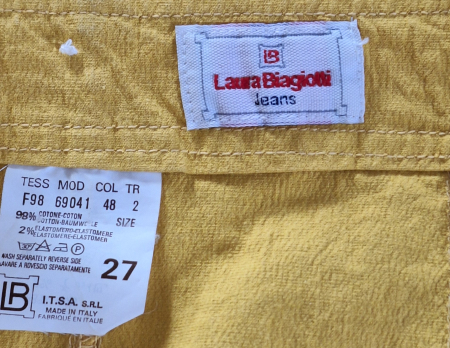 Fustă midi vintage Laura Biagiotti Jeans galben muștar Made in Italy [4]