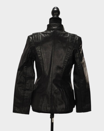 Geacă G-III New York din piele neagră cu închidere asimetrică [2]