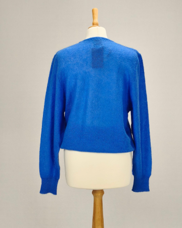 Hirondelle pulover Made in Italy blend de mohair albastru cu flori și strasuri [2]