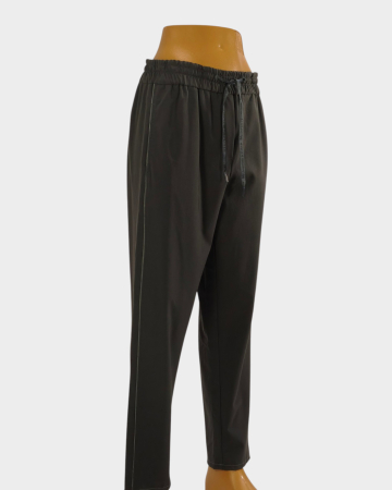Pantaloni Marella by Max Mara gri închis cu talie elastică și șiret cu logo – M [3]
