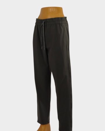 Pantaloni - Pantaloni Marella by Max Mara gri închis cu talie elastică și șiret cu logo – M