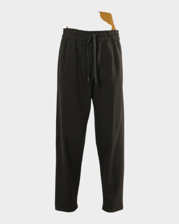 Pantaloni Marella by Max Mara gri închis cu talie elastică și șiret cu logo – M [1]
