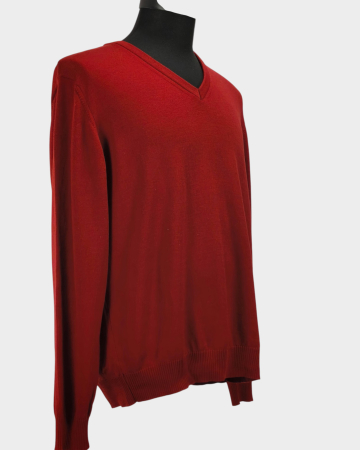 März Classic pulover roșu 100% lână virgină decolteu V,XL [3]