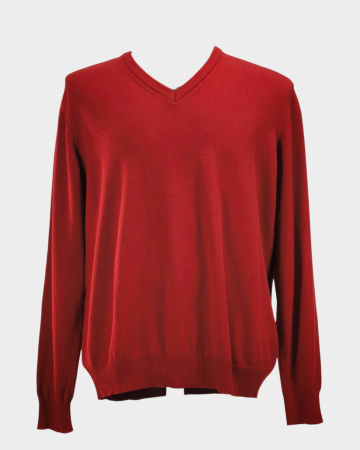 Femei - März Classic pulover roșu 100% lână virgină decolteu V,XL