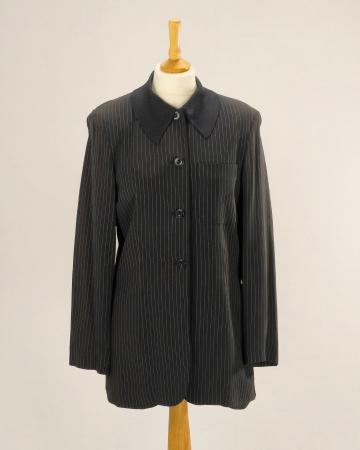 Sacouri - Sacou Max Mara negru cu dungi albe fine, croială dreaptă