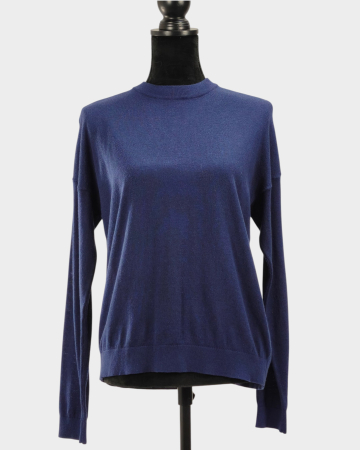 Femei - Minimum pulover albastru tricot fin deschidere spate M