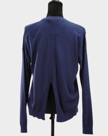 Minimum pulover albastru tricot fin deschidere spate M [2]