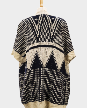 MOS MOSH cardigan alb bleumarin 100% bumbac geometric S–L [2]