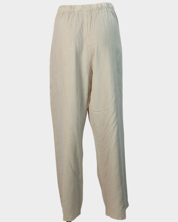 Pantaloni Anko crem din in și vâscoză cu talie elastică mărime L–XL [2]