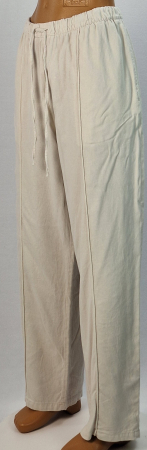 Pantaloni Anko crem din in și vâscoză cu talie elastică mărime L–XL [1]