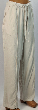 Pantaloni Anko crem din in și vâscoză cu talie elastică mărime L–XL [3]