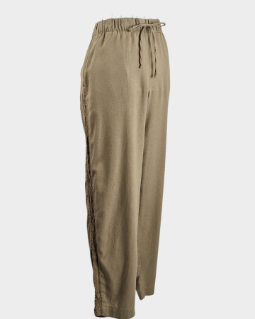 Pantaloni Bonprix din in și viscoză cu inserții macramé [2]