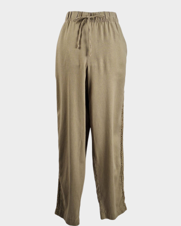 Pantaloni - Pantaloni Bonprix din in și viscoză cu inserții macramé