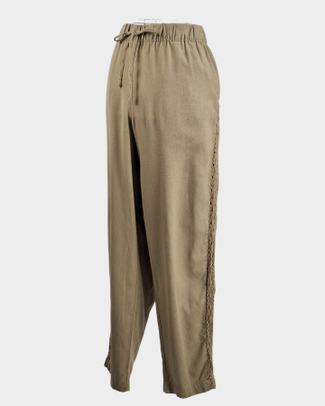 Pantaloni Bonprix din in și viscoză cu inserții macramé [1]