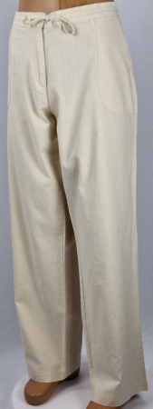 Pantaloni - Pantaloni BPC Bonprix Collection crem natur din in și bumbac