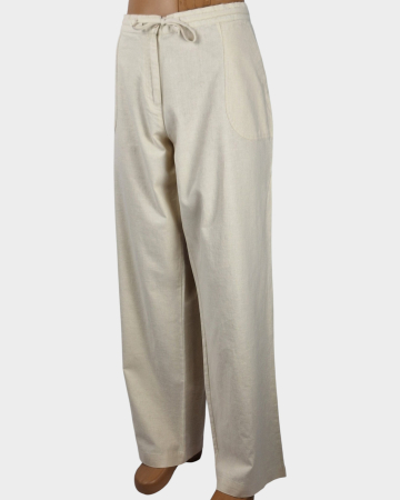 Pantaloni BPC Bonprix Collection crem natur din in și bumbac [1]