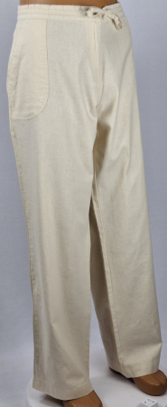 Pantaloni BPC Bonprix Collection crem natur din in și bumbac [3]