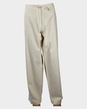 Pantaloni - Pantaloni BPC Bonprix Collection crem natur din in și bumbac