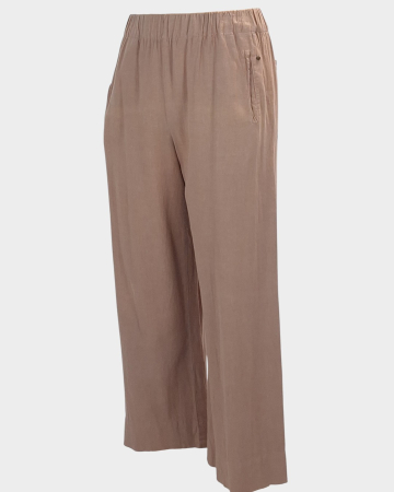 Pantaloni Brownie maro pudrat din in și vâscoză mărime XS–S [3]