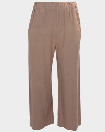 Pantaloni - Pantaloni Brownie maro pudrat din in și vâscoză mărime XS–S