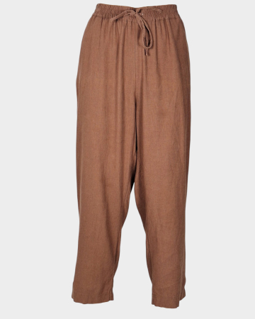 Pantaloni - Pantaloni &me damă din blend de in și vâscoză maro
