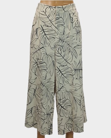 Pantaloni - Pantaloni largi ANKO din in și vâscoză cu imprimeu tropical – XXL