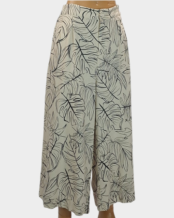 Pantaloni largi ANKO din in și vâscoză cu imprimeu tropical – XXL [3]