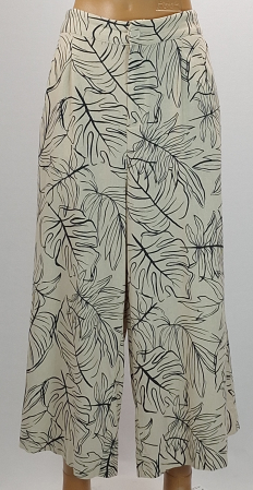 Femei - Pantaloni largi ANKO din in și vâscoză cu imprimeu tropical – XXL