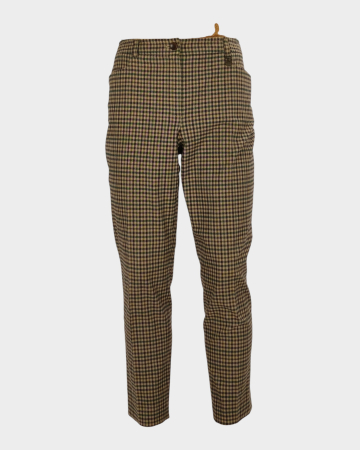 Pantaloni - Pantaloni Luisa Spagnoli bumbac carouri bej verde maro