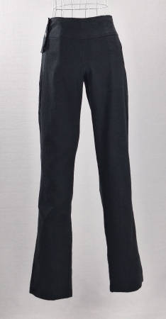 Pantaloni - Pantaloni-negri-canepa-in-talie-inalta-Caramia