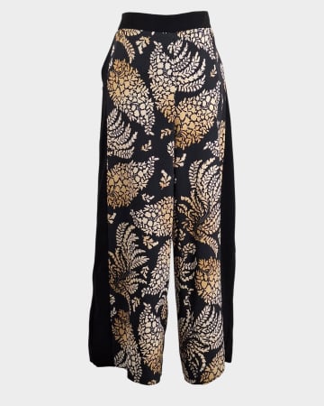 Pantaloni - Pantaloni palazzo EMME Marella cu imprimeu vegetal damă