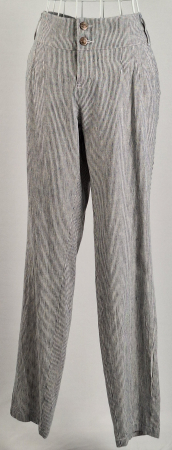 Pantaloni - Pantaloni Rainbow din in și bumbac cu dungi fine alb-gri