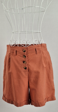 Pantaloni - Pantaloni scurti din in si bumbac old rose marimea 38